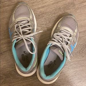 Well worn women's athletic shoes